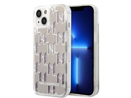 46173 karl lagerfeld pevny kryt s tekutymi trblietkami na iphone 14 plus klhcp14mlmnms strieborny monogram