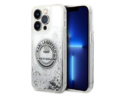 45915 karl lagerfeld pevny kryt s tekutymi trblietkami na iphone 14 pro klhcp14llcrsgrs strieborny rsg
