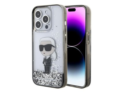46233 karl lagerfeld pevny kryt s tekutymi trblietkami na iphone 15 pro klhcp15llkknsk priesvitny ikonik