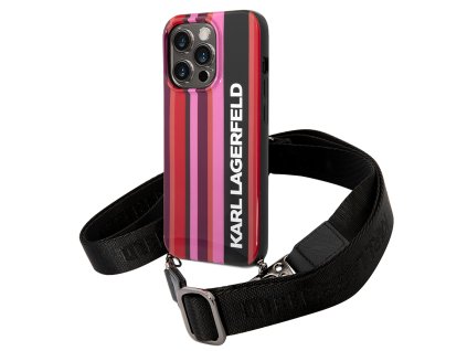 46359 karl lagerfeld pevny kryt so snurkou na iphone 14 pro klhcp14lststp ruzove farebne pruhy pink color stripes