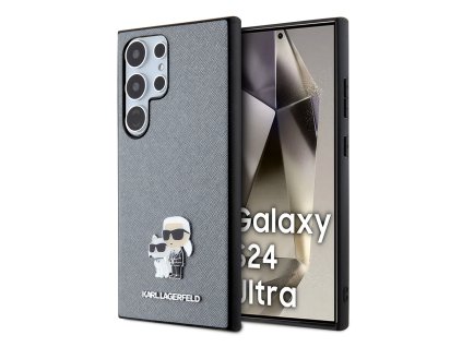 48138 karl lagerfeld saffiano klhcs24lpsakcmpg kryt na samsung galaxy s24 ultra sivy karl choupette kovovy odznak
