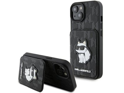45771 karl lagerfeld saffiano kryt s priehradkami na karty a stojanom na iphone 15 klhcp15ssakcnsck monogram choupette