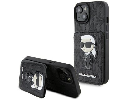 45774 karl lagerfeld saffiano kryt s priehradkami na karty a stojanom na iphone 15 klhcp15ssakknsck monogram ikonik