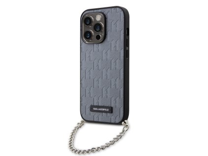 45669 karl lagerfeld saffiano monogram chain kryt na iphone 14 pro klhcp14lsacklhpg strieborny