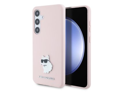 48204 karl lagerfeld silicone klhcs24msmhcnpp kryt na samsung galaxy s24 plus ruzovy choupette kovovy odznak