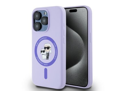 43020 karl lagerfeld silikonovy kruzkovy kryt s magsafe na iphone 15 pro klhmp15lscmkcrhu fialovy karl choupette