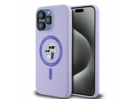 43023 karl lagerfeld silikonovy kruzkovy kryt s magsafe na iphone 15 pro max klhmp15xscmkcrhu fialovy karl choupette hlava