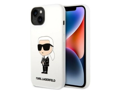45825 karl lagerfeld silikonovy kryt na iphone 14 plus klhcp14msnikbch biely ikonik
