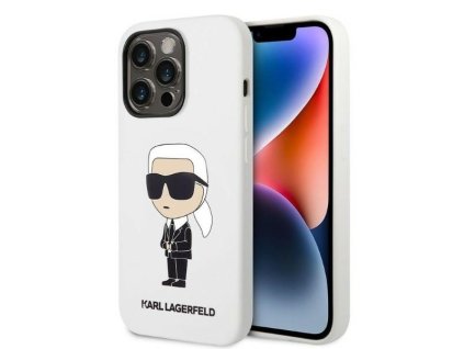 45855 karl lagerfeld silikonovy kryt na iphone 14 pro max klhcp14xsnikbch biely ikonik