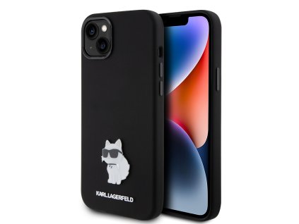 45882 karl lagerfeld silikonovy kryt na iphone 15 plus klhcp15msmhcnpk choupette metal pin