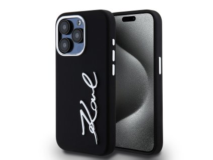 45864 karl lagerfeld silikonovy kryt na iphone 15 pro klhcp15lscmsmvk metal script logo