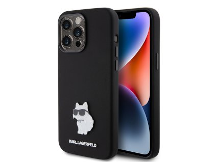 43155 karl lagerfeld silikonovy kryt na iphone 15 pro max klhcp15xsmhcnpk choupette metal pin