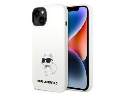 43053 karl lagerfeld silikonovy kryt s magsafe na iphone 14 plus klhmp14msnchbch biela choupette