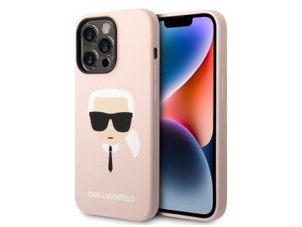 42954 karl lagerfeld silikonovy kryt s magsafe na iphone 14 pro max klhmp14xslkhlp svetloruzovy karlova hlava