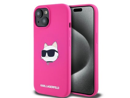 45324 karl lagerfeld silikonovy kryt s magsafe na iphone 15 klhmp15sschpplf fuchsiova choupette hlava