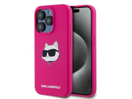 45441 karl lagerfeld silikonovy kryt s magsafe na iphone 15 pro max klhmp15xschpplf fuchsiova choupette hlava