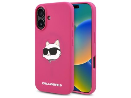 43104 karl lagerfeld silikonovy kryt s magsafe na iphone 16 klhmp16sschpplf fuchsiova choupette hlava