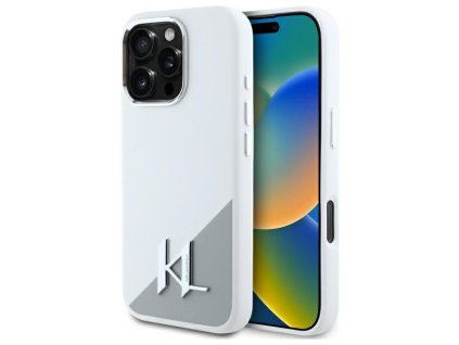 45159 karl lagerfeld silikonovy kryt s magsafe na iphone 16 pro klhmp16lscmkmpch biely shadow metal initial