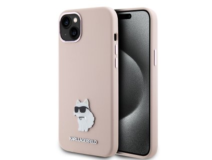 42564 karl lagerfeld silikonovy obal klhcp15ssmhcnpp iphone 15 ruzovy choupette kovovy pin