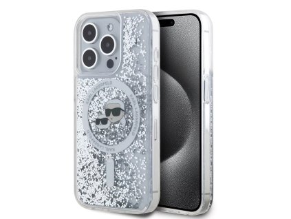 45162 karl lagerfeld trblietavy kryt s tekutinou a magsafe na iphone 15 pro klhmp15llgkcsgh priesvitna karl choupette hlava