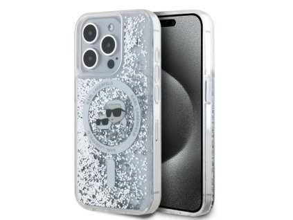 45438 karl lagerfeld trblietavy kryt s tekutinou a magsafe na iphone 15 pro max klhmp15xlgkcsgh priesvitna karl choupette hlava