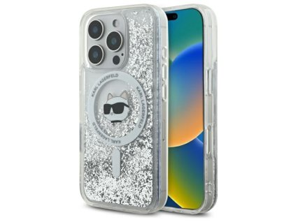 45447 karl lagerfeld trblietavy kryt s tekutinou a magsafe na iphone 16 pro klhmp16llgchsgh priesvitna choupette hlava