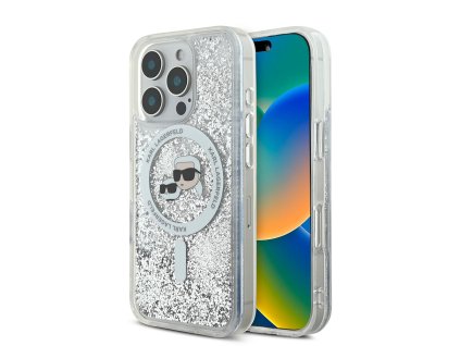 45177 karl lagerfeld trblietavy kryt s tekutinou a magsafe na iphone 16 pro klhmp16llgkcsgh cira karl choupette hlava