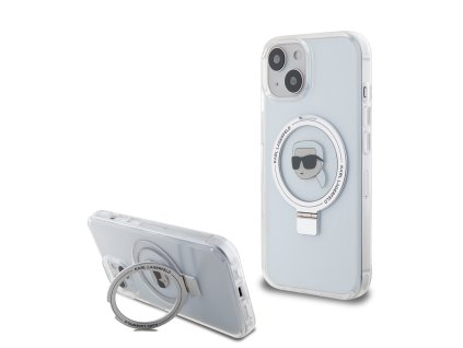42435 karl lagerfeld tvrdy obal s prstencovym stojanom magsafe klhmp15shmrskhh iphone 15 biela hlava karla