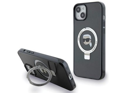 42519 karl lagerfeld tvrdy obal s prstencovym stojanom magsafe klhmp15shmrskhk iphone 15 hlava karla