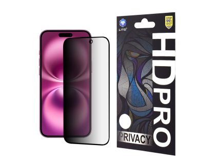 57126 lito tvrdene sklo hd pro privacy pre iphone 16 plus cierne