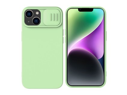 29545 nillkin camshield silky magsafe silicone kryt pre iphone 15 plus mint zelena