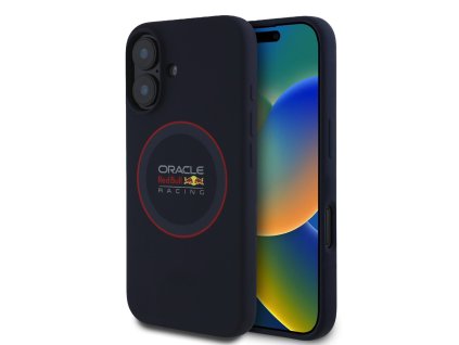 43971 red bull racing silikonovy kryt s magsafe a cervenym kruzkom na iphone 16 plus rbhmp16m24siilvr tmavomodry