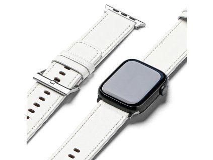 47904 ringke leather one basic bold kozeny remienok pre apple watch 1 2 3 4 5 6 7 8 9 10 se se 2 ultra ultra 2 42 44 45 46 49mm biely