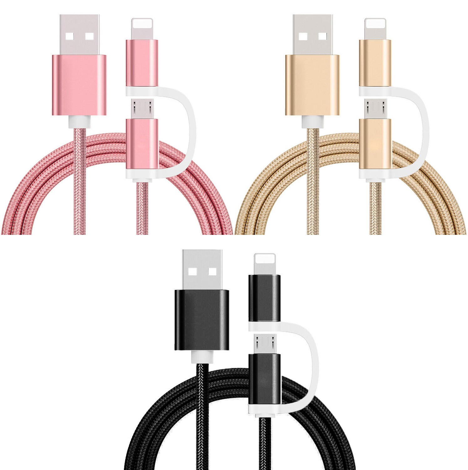 Levně Bomba Micro USB, iPhone kabel 2v1 Barva: Černá