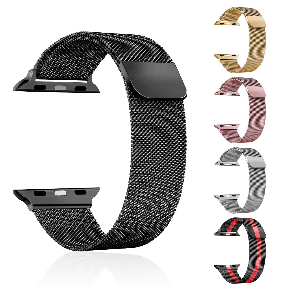 Bomba Módní Milánský řemínek pro Apple Watch Barva: Červeno-černý, Velikost ciferníku Apple watch: 42/44/45mm IW17-BLACK-RED-BLACK42MM