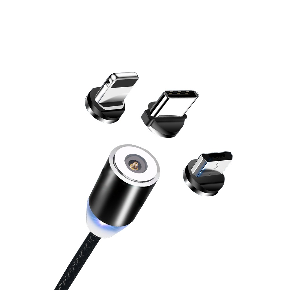 Levně Bomba Nylonový magnetický USB kabel 3v1 pro iPhone/Android 1M Barva: Černá
