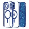 50265 techsuit luxury glitter magsafe puzdro pre iphone 14 pro tmavomodre deep blue