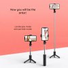 57558 5 techsuit mini selfie stick l11 so stabilnym stojanom bluetooth casovacom 360 otocenim 73 cm cierny