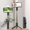 57555 6 techsuit mini selfie stick l11s so stabilnym stojanom dialkovym ovladanim bluetooth a led svetlom 75 cm cierny