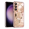67101 techsuit luxury glitter magsafe puzdro na samsung galaxy s23 fe ruzovozlaty