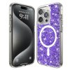59418 techsuit sparkly glitter magsafe kryt na iphone 15 pro fialovy