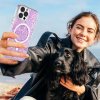 60459 5 techsuit sparkly glitter magsafe kryt na iphone 16 pro magenta