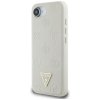 87735 3 guess peony grained hot stamp triangle logo magsafe kozene puzdro na iphone 16e bezovy