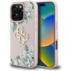87987 guess hardcase 4g grained roses big logo ochranny kryt pre iphone 16 pro ruzovy