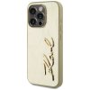 88113 3 karl lagerfeld hardcase leather ochranny kryt pre iphone 15 pro zlaty gold metal signature