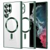 88194 techsuit luxury crystal magsafe kryt pre samsung galaxy s22 ultra 5g tmavozeleny