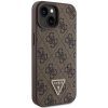 89316 3 guess leather 4g triangle strass kryt na iphone 15 hneda