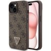 89316 guess leather 4g triangle strass kryt na iphone 15 hneda