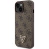 89316 2 guess leather 4g triangle strass kryt na iphone 15 hneda