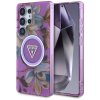 89133 guess iml metal glitter flowers triangle magsafe ochranny kryt pre samsung galaxy s25 ultra purpurovy